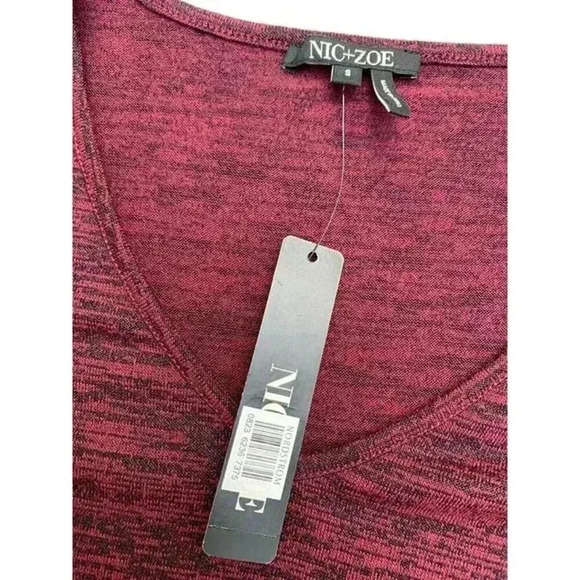 Nic + Zoe Mixed Media V-Neck Party In The Back Sweater Small NEW 1012 - Picture 5 of 7